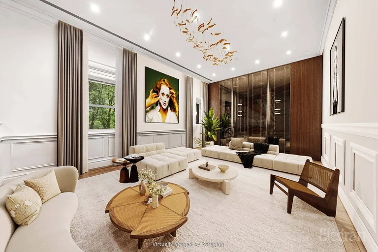 Virtually staged living room at The Plaza, Mansion 201
